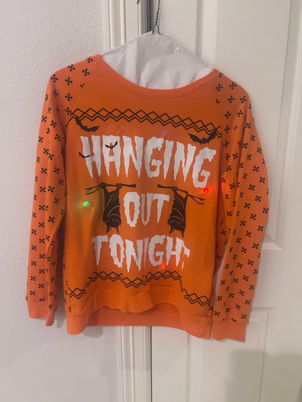 Women’s Orange Halloween 'Hanging Out Tonight' Graphic Sweatshirt